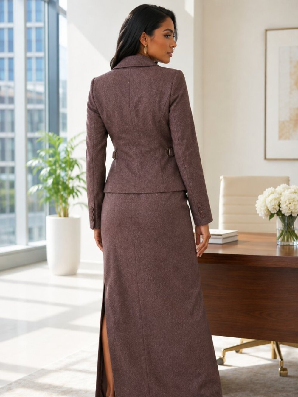 Vintage Heathered Brown 2-Piece Skirt Set - Picture 6 of 6